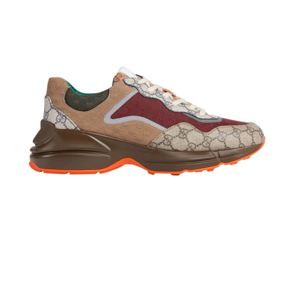 Gucci Brown and Red Sneakers with Chunky Silhouette